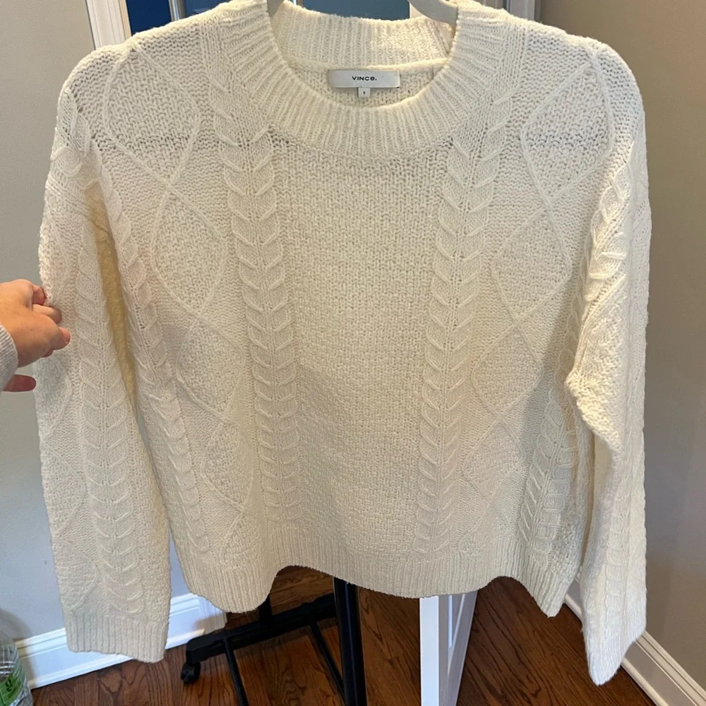 Vince Women's Ivory Cable Knit Sweater Sz Small retail $398 - Picture 1 of 2